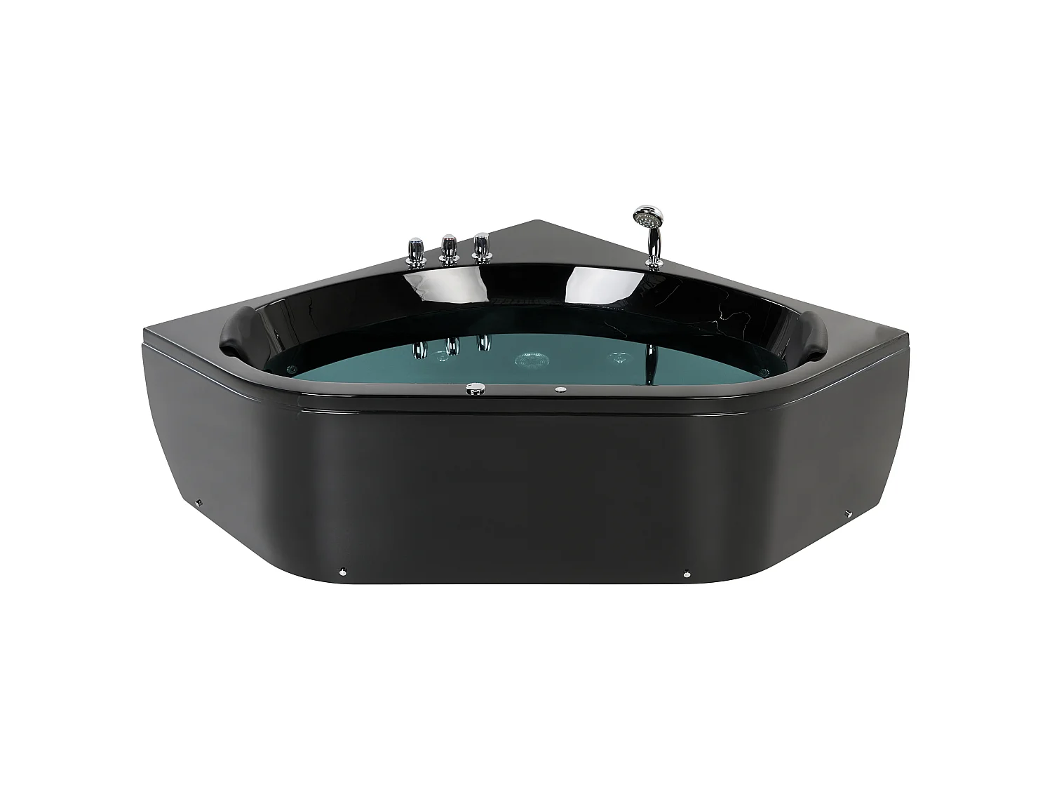 Baignoire d'angle à remous avec LED MEVES 140 x 140 cm Noir