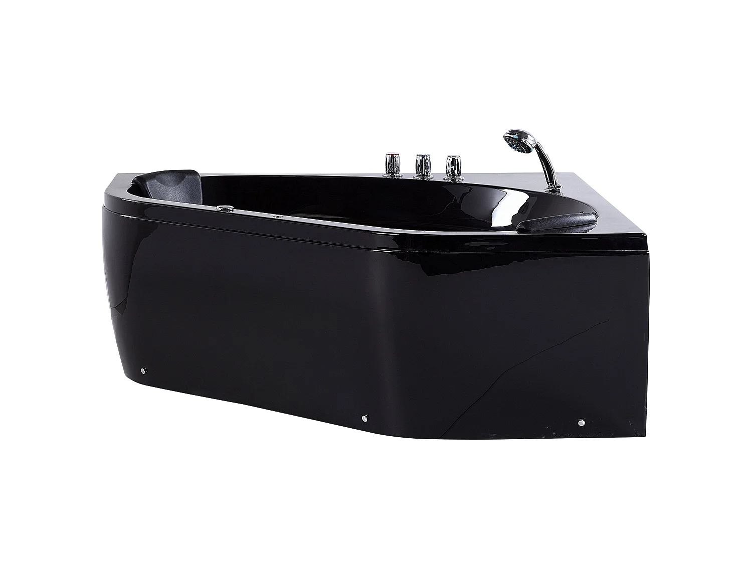 Baignoire d'angle à remous avec LED MEVES 140 x 140 cm Noir