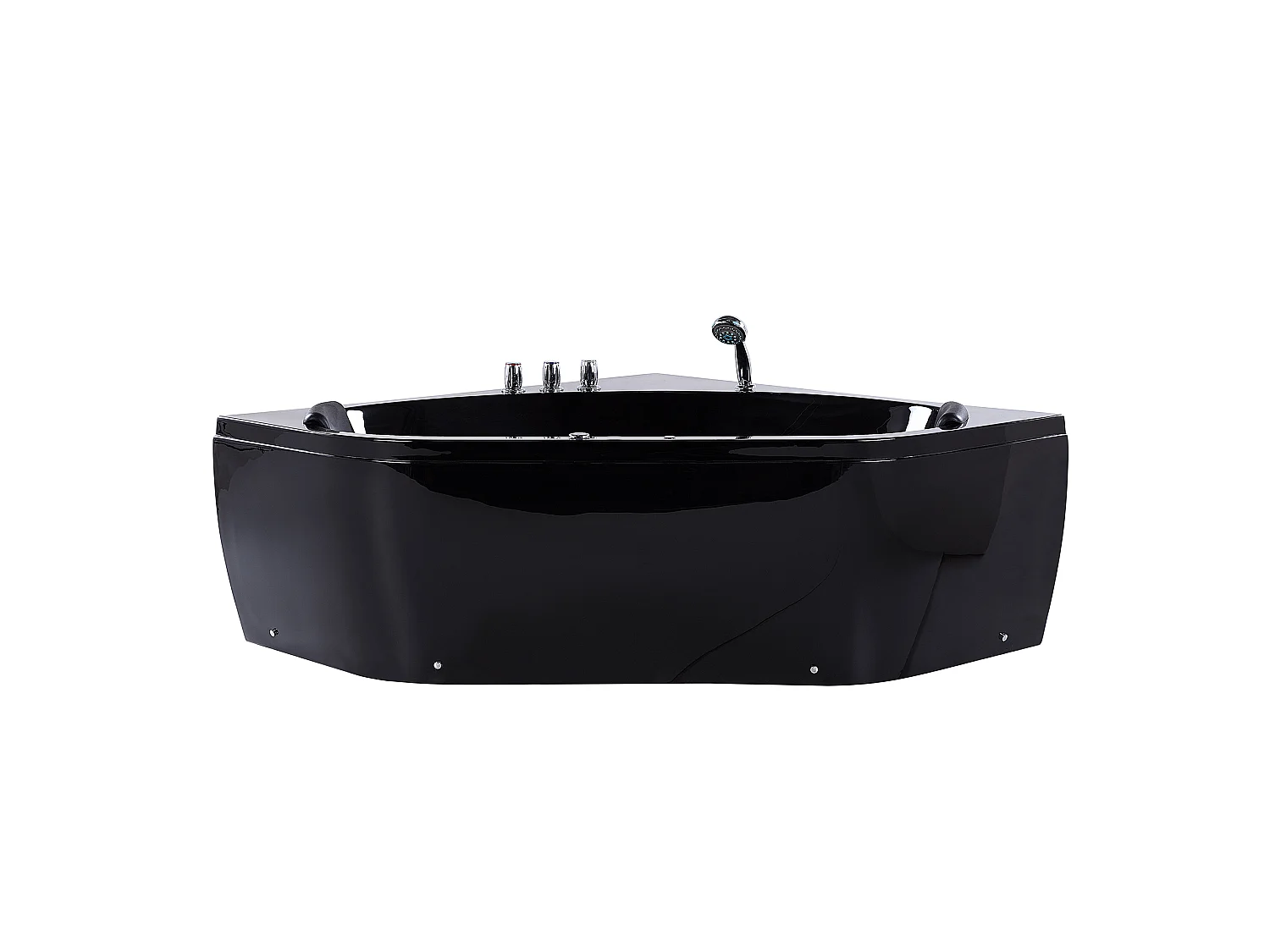 Baignoire d'angle à remous avec LED MEVES 140 x 140 cm Noir