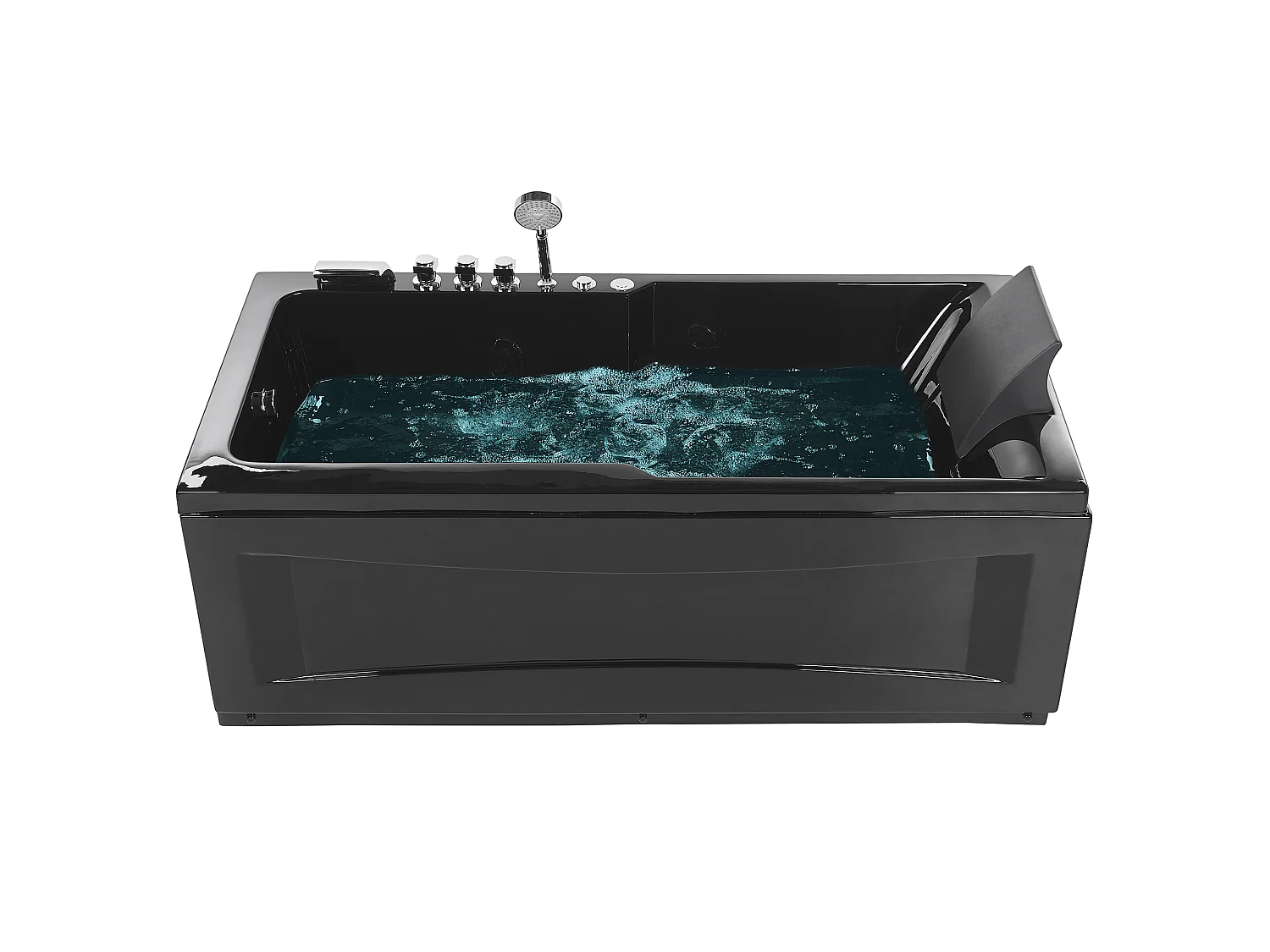 Baignoire d'angle à remous avec LED ARTEMISA Côté droit 170 x 80 cm Noir