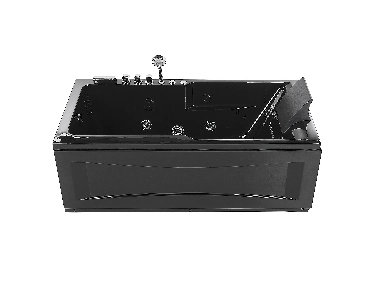 Baignoire d'angle à remous avec LED ARTEMISA Côté droit 170 x 80 cm Noir