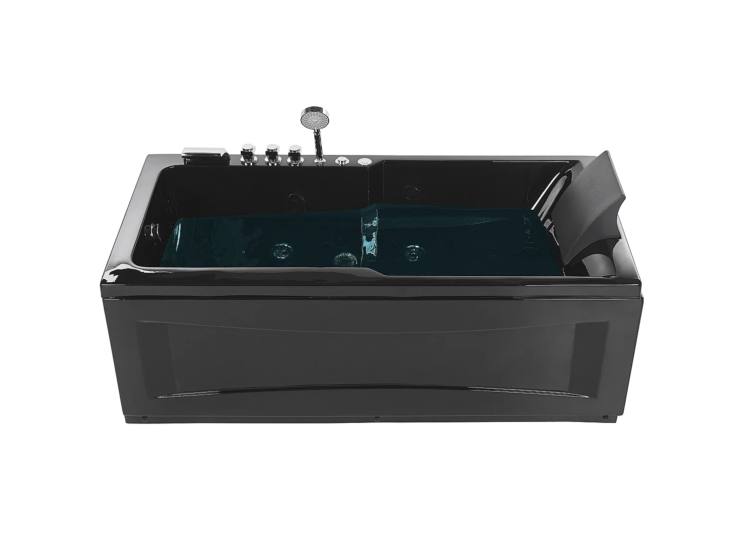 Baignoire d'angle à remous avec LED ARTEMISA Côté droit 170 x 80 cm Noir