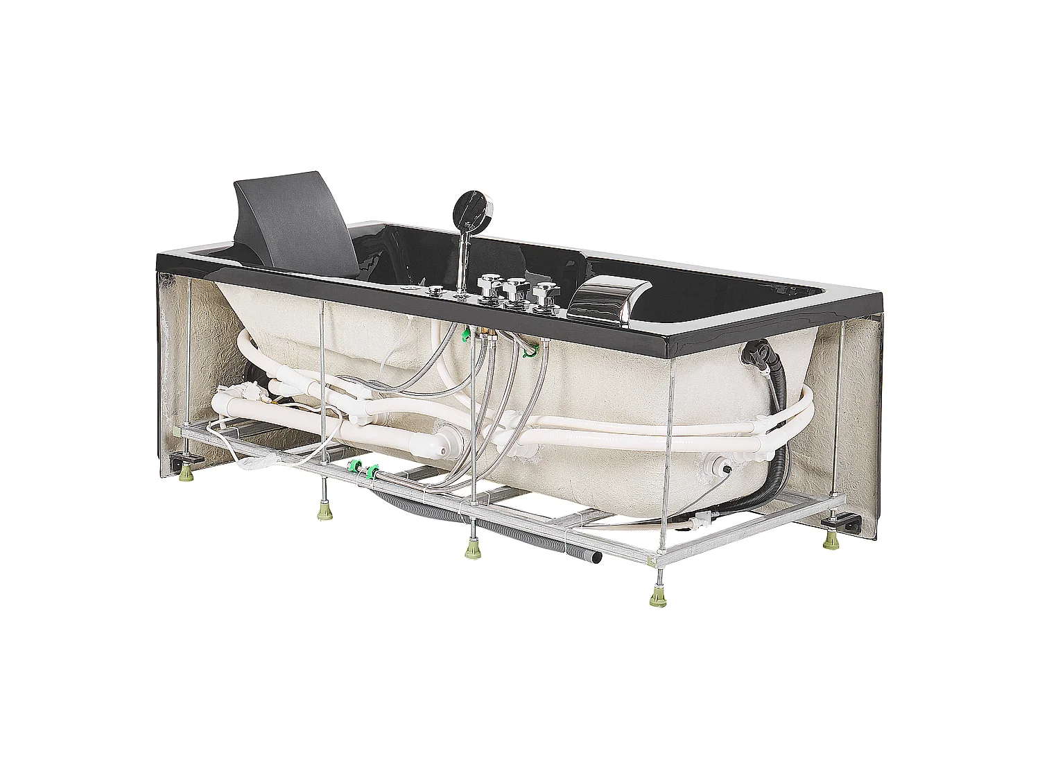 Baignoire d'angle à remous avec LED ARTEMISA Côté droit 170 x 80 cm Noir