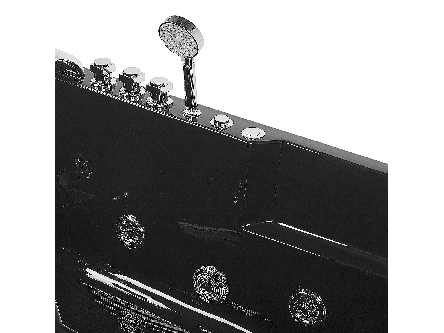 Baignoire d'angle à remous avec LED ARTEMISA Côté droit 170 x 80 cm Noir