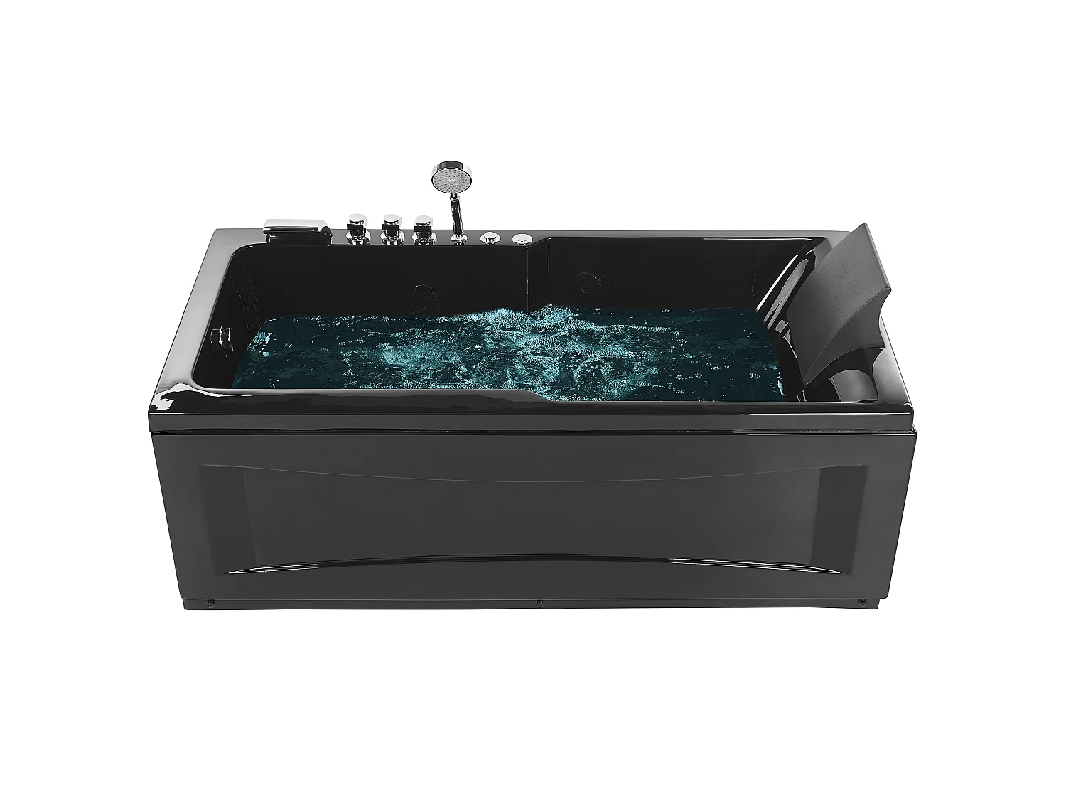 Hoek bubbelbad met LED ARTEMISA Rechterzijde 170 x 80 cm Zwart