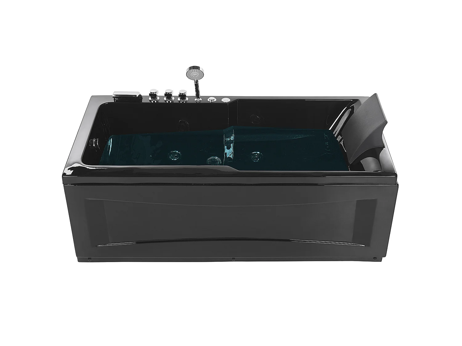 Hoek bubbelbad met LED ARTEMISA Rechterzijde 170 x 80 cm Zwart