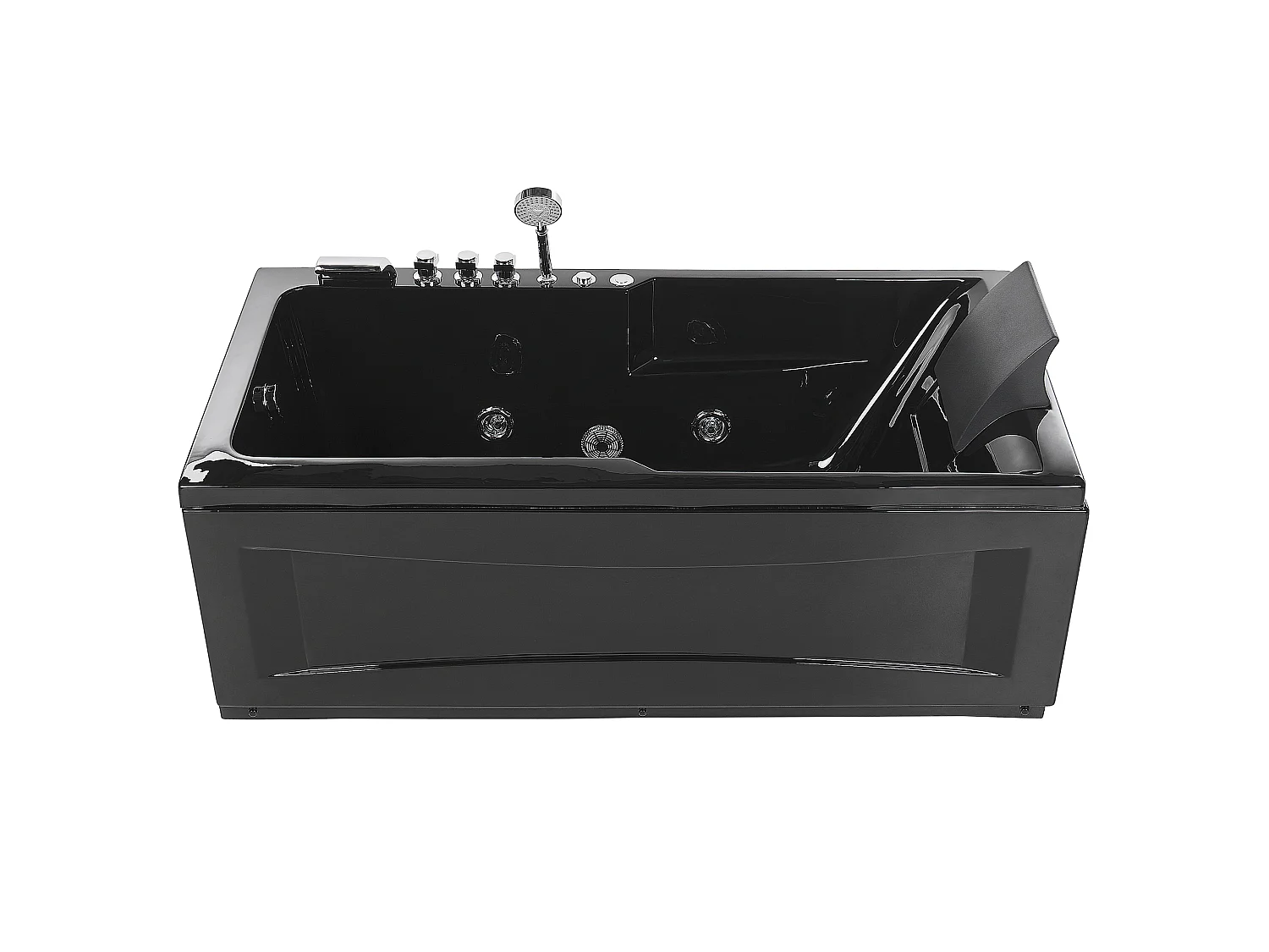 Hoek bubbelbad met LED ARTEMISA Rechterzijde 170 x 80 cm Zwart