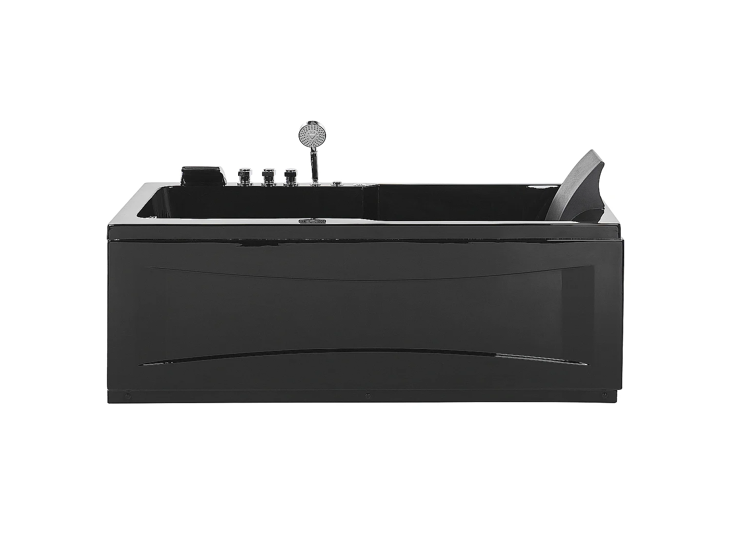 Hoek bubbelbad met LED ARTEMISA Rechterzijde 170 x 80 cm Zwart