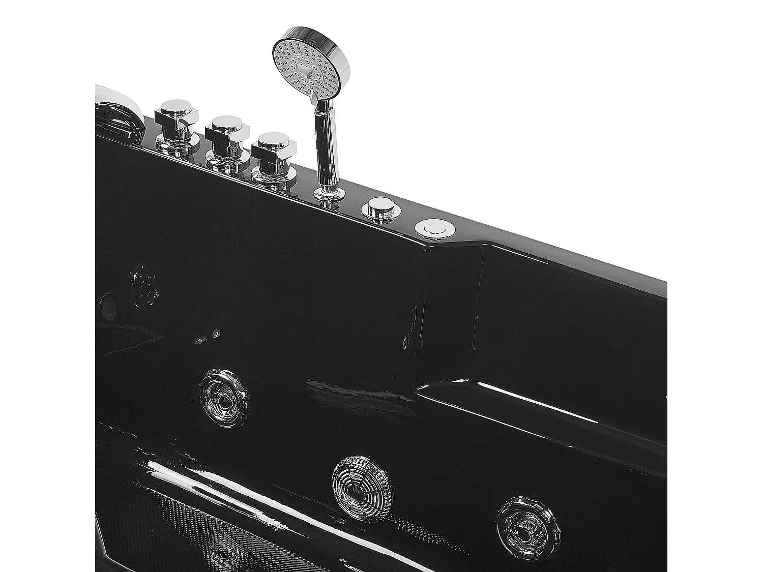 Hoek bubbelbad met LED ARTEMISA Rechterzijde 170 x 80 cm Zwart