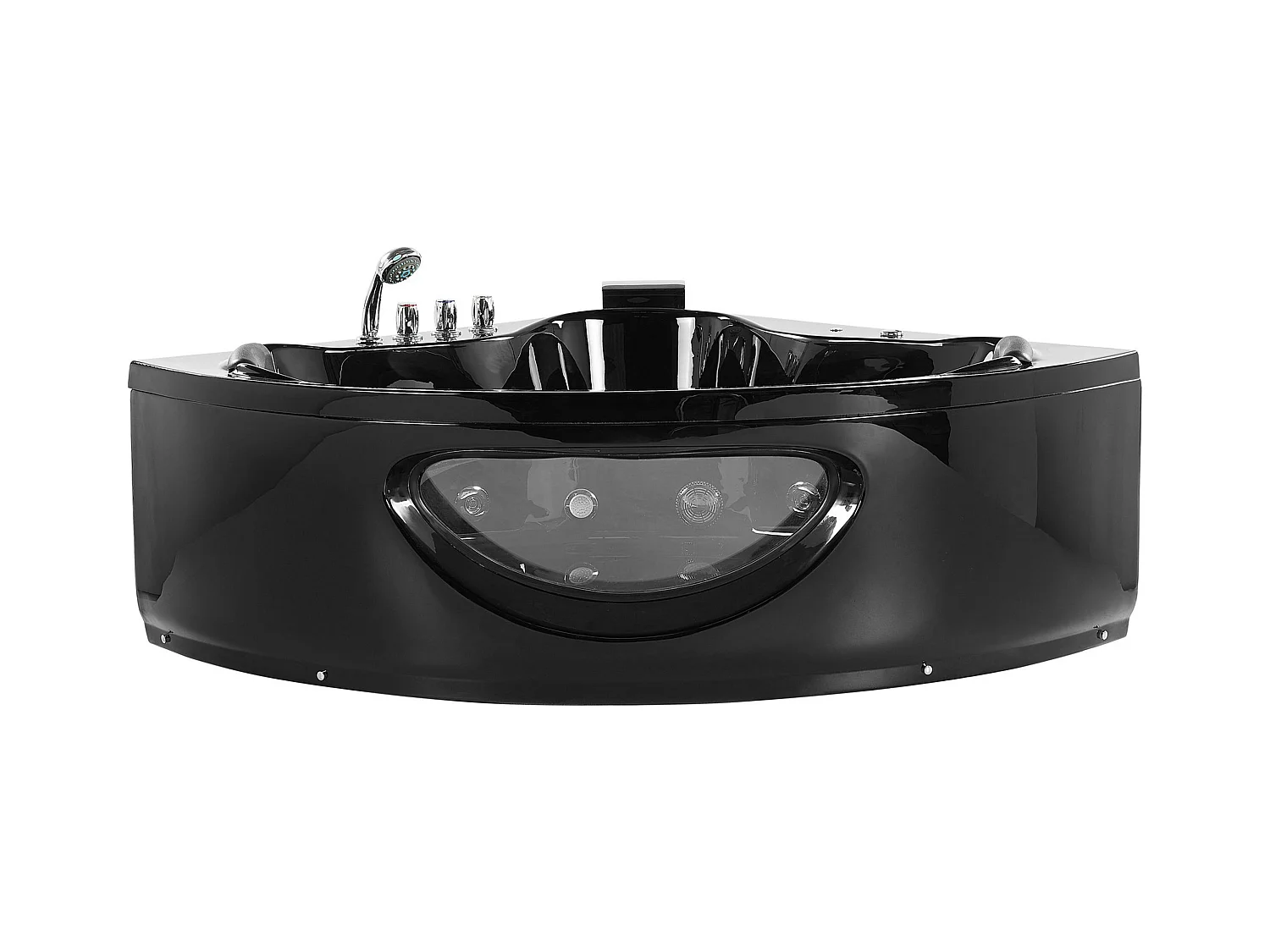 Baignoire d'angle à remous avec LED TOCOA 190 x 150 cm Noir