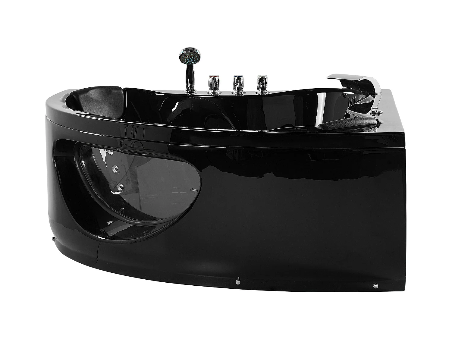 Baignoire d'angle à remous avec LED TOCOA 190 x 150 cm Noir