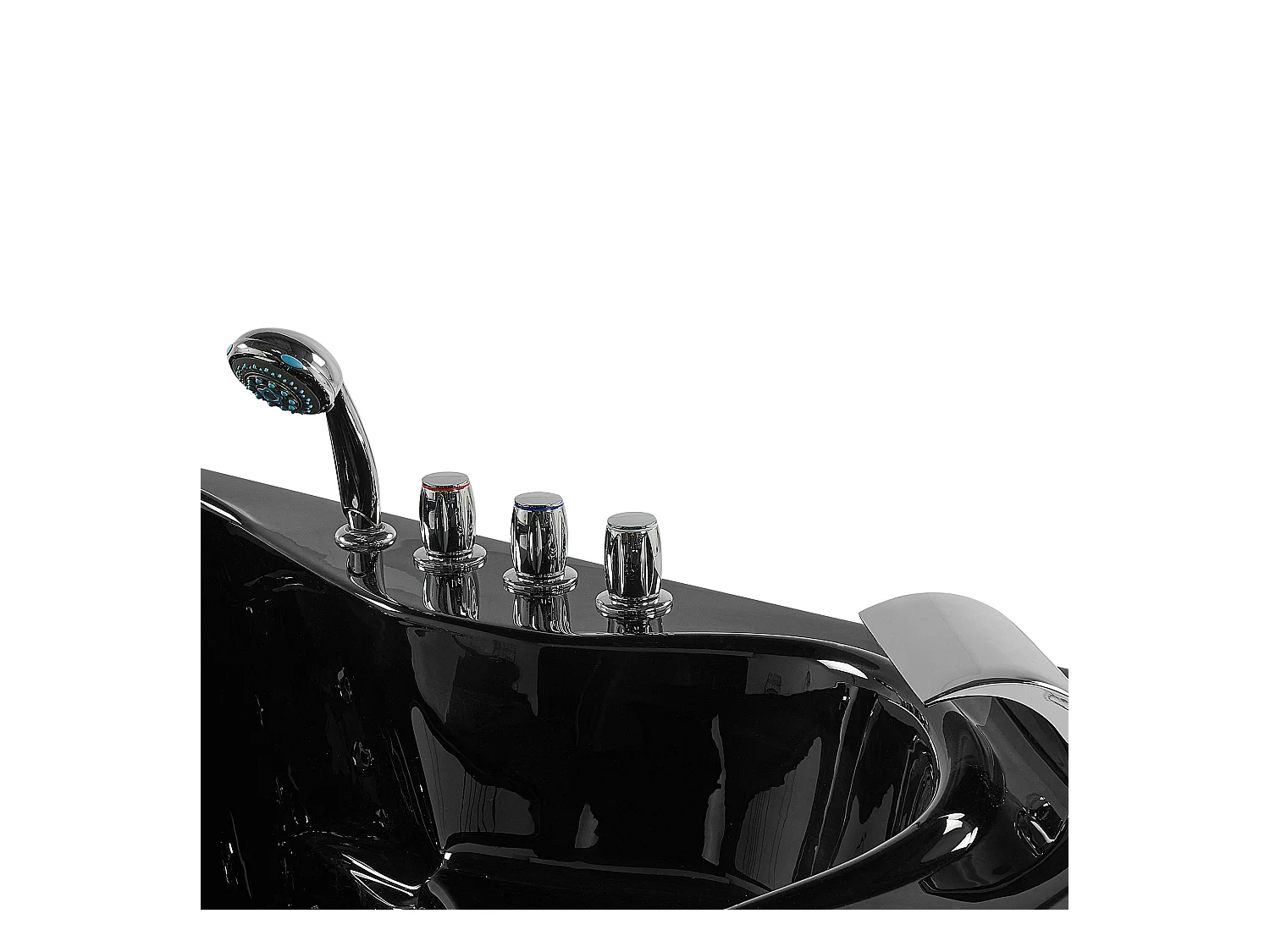 Baignoire d'angle à remous avec LED TOCOA 190 x 150 cm Noir