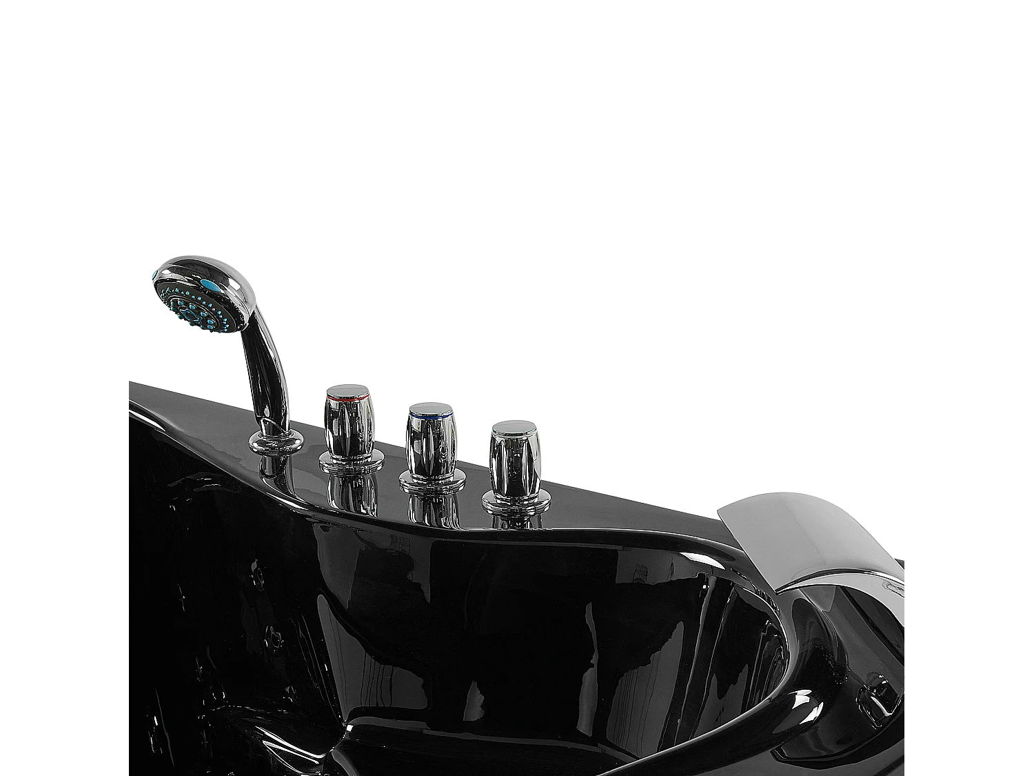 Baignoire d'angle à remous avec LED TOCOA 190 x 150 cm Noir