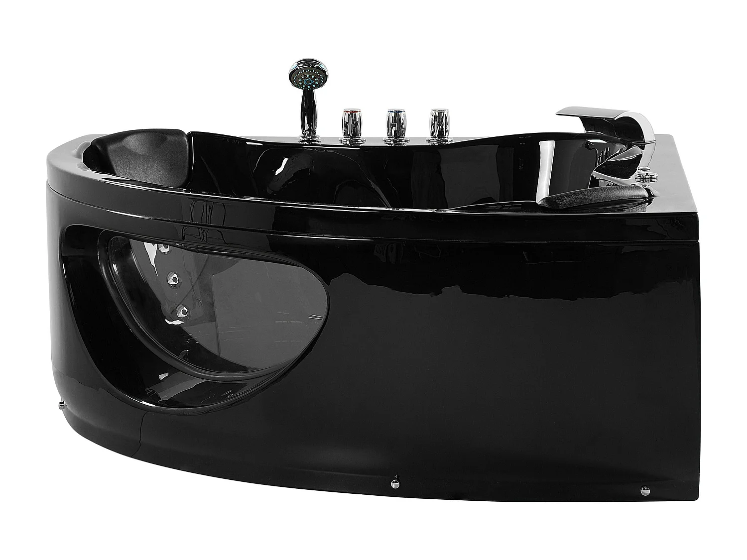 Baignoire d'angle à remous avec LED TOCOA 190 x 150 cm Noir