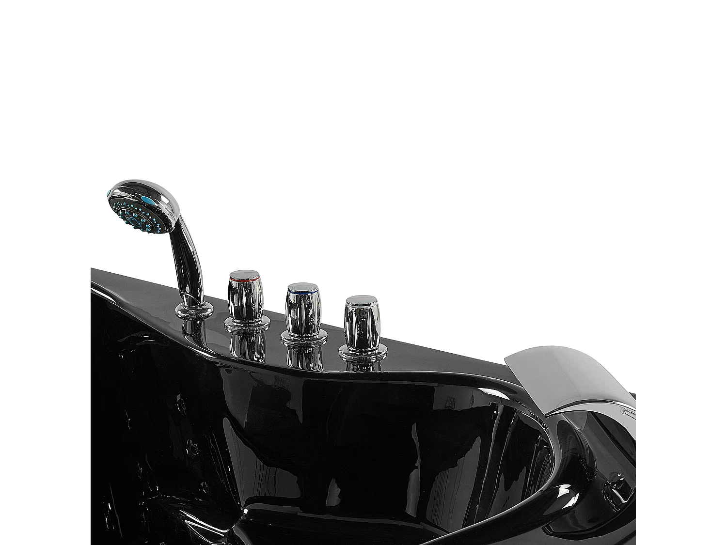 Baignoire d'angle à remous avec LED TOCOA 190 x 150 cm Noir