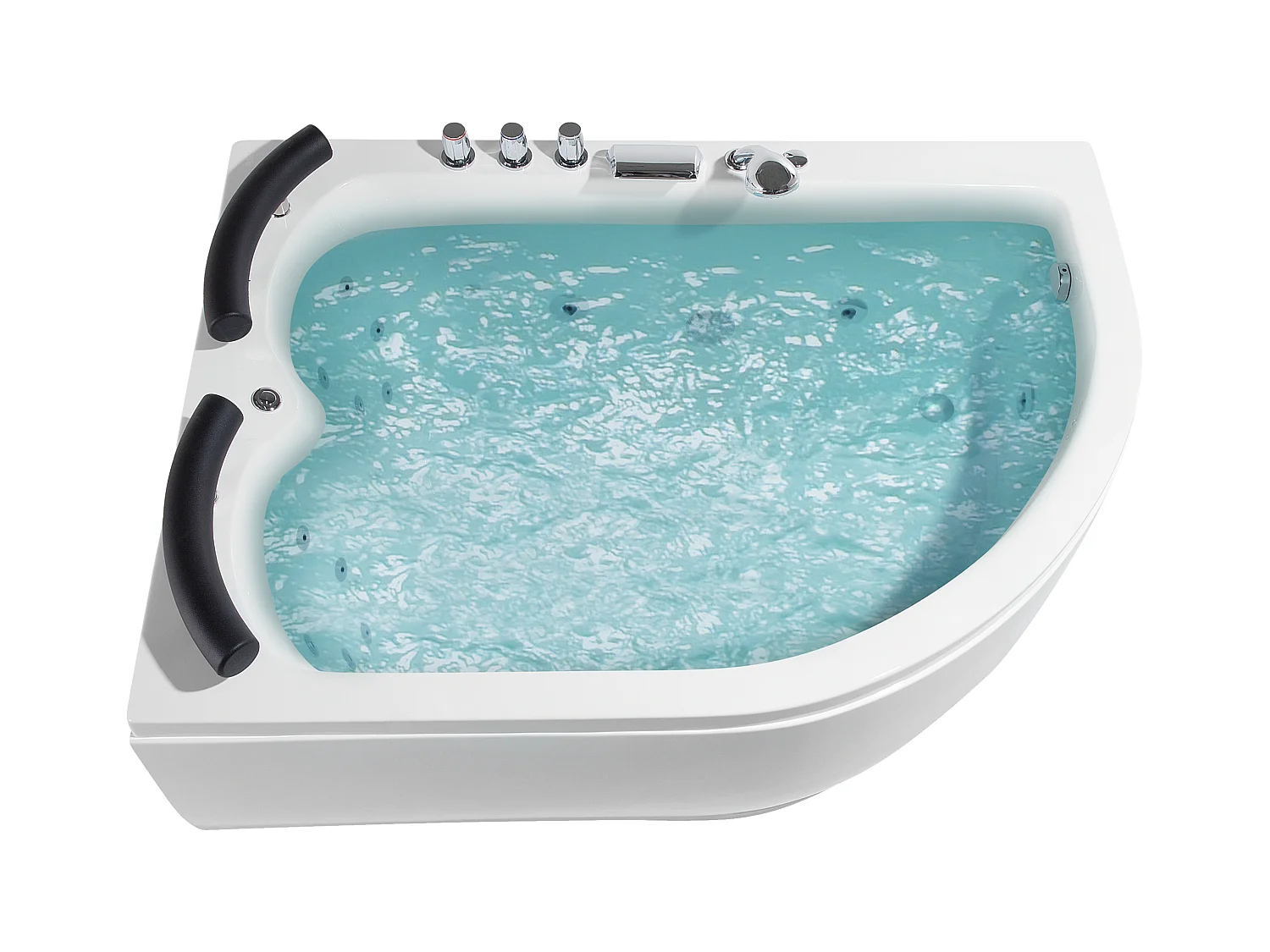 Baignoire d'angle à remous avec LED PARADISO Côté droit 158 x 113 cm Blanc