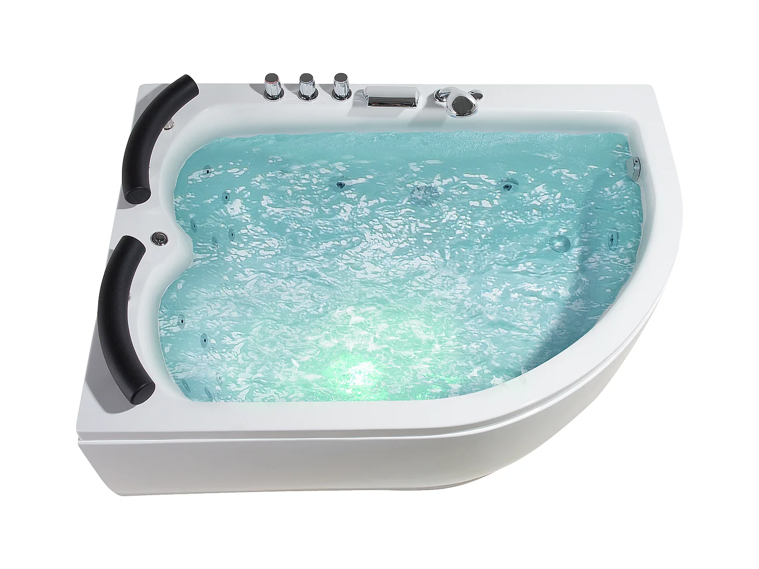 Baignoire d'angle à remous avec LED PARADISO Côté droit 158 x 113 cm Blanc