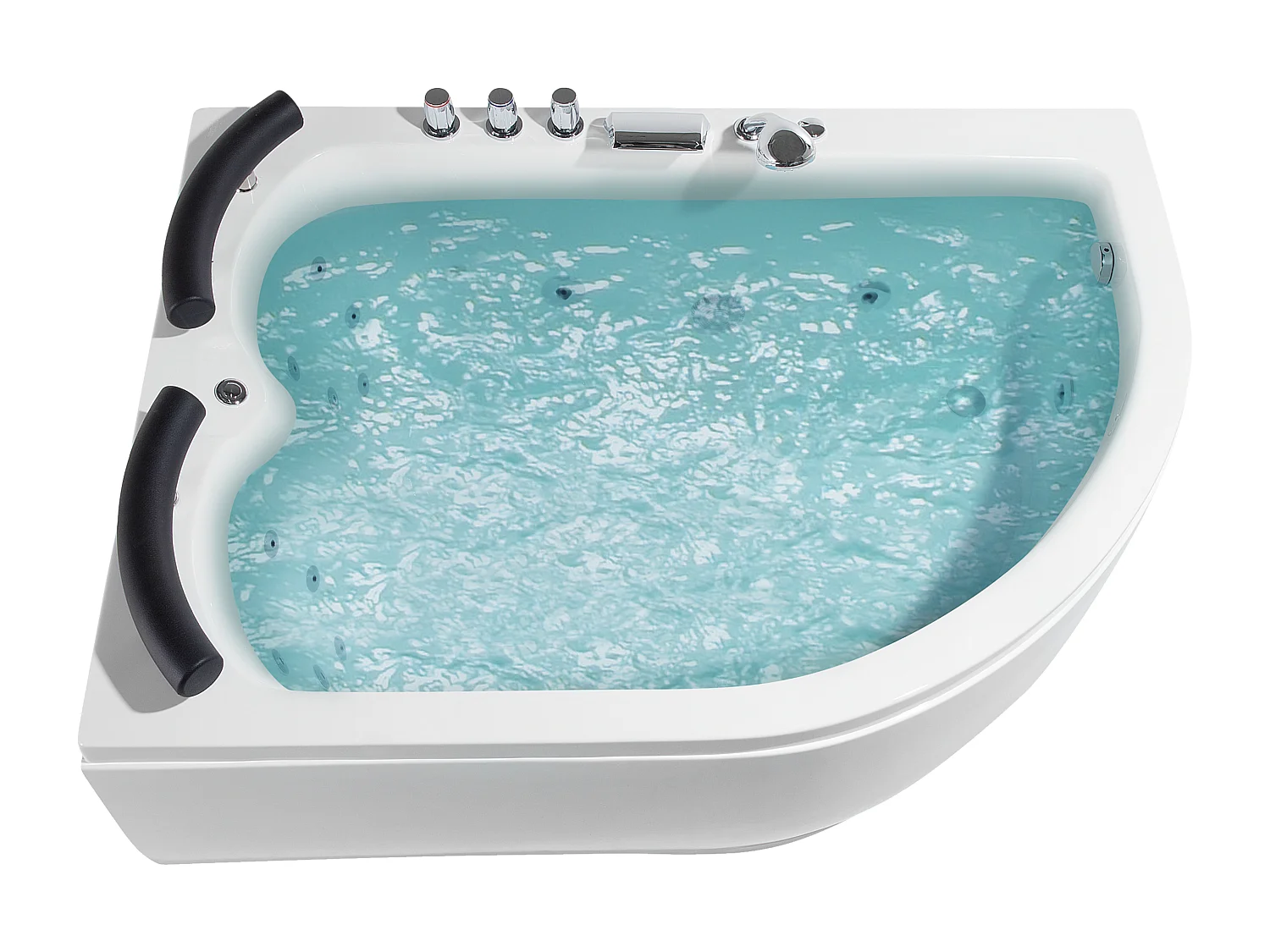 Whirlwanne Eckbadewanne weiß rechts große Doppelwanne mit Massage LED Paradiso