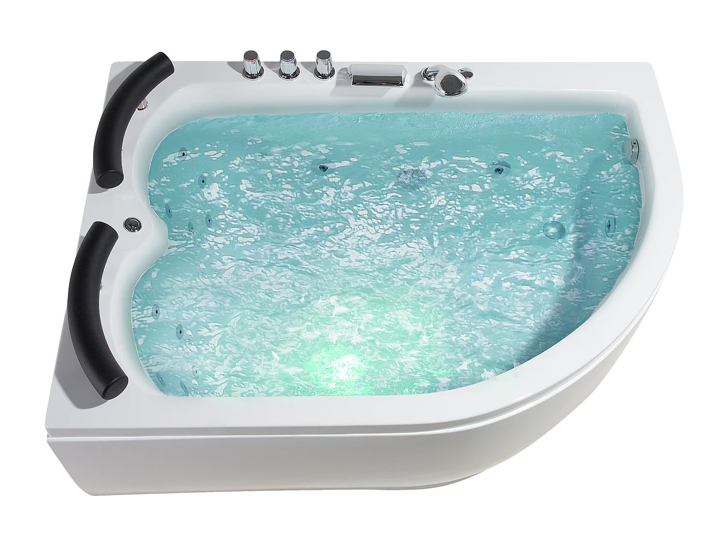 Baignoire d'angle à remous avec LED PARADISO Côté droit 158 x 113 cm Blanc