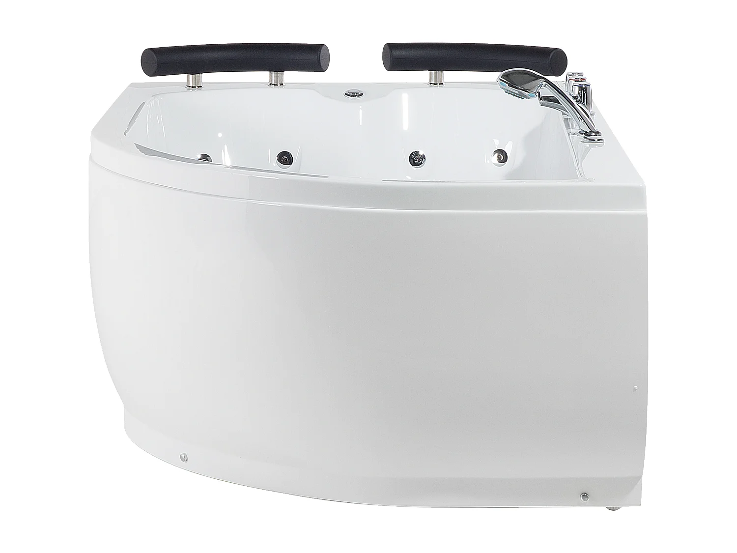 Baignoire d'angle à remous avec LED PARADISO Côté droit 158 x 113 cm Blanc