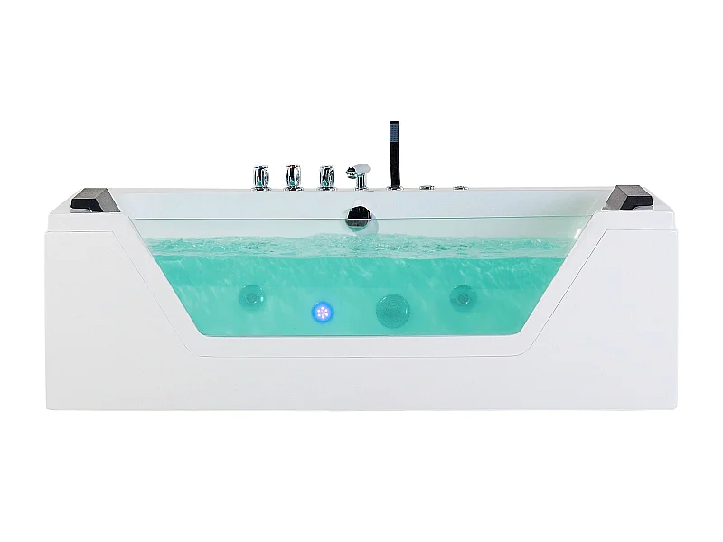 Baignoire d'angle à remous avec LED SAMANA 162 x 76 cm Blanc