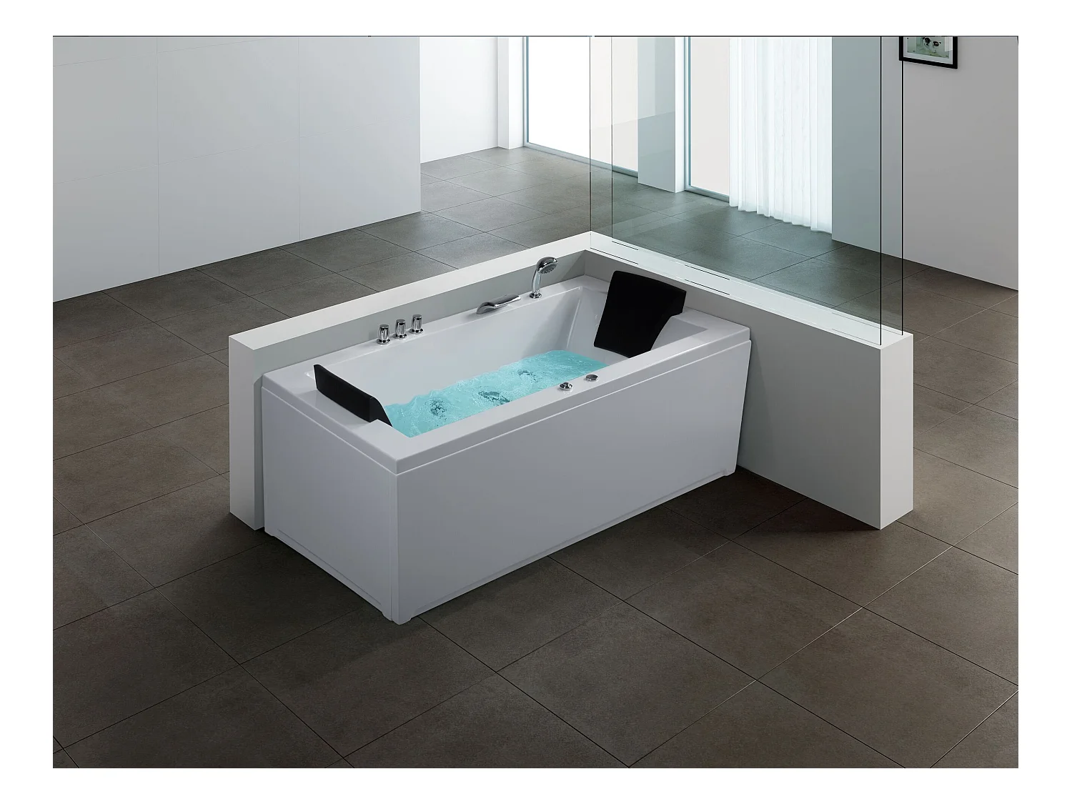 Vasca idromassaggio angolare con LED VARADERO Lato Sinistro 183 x 90 cm Bianco