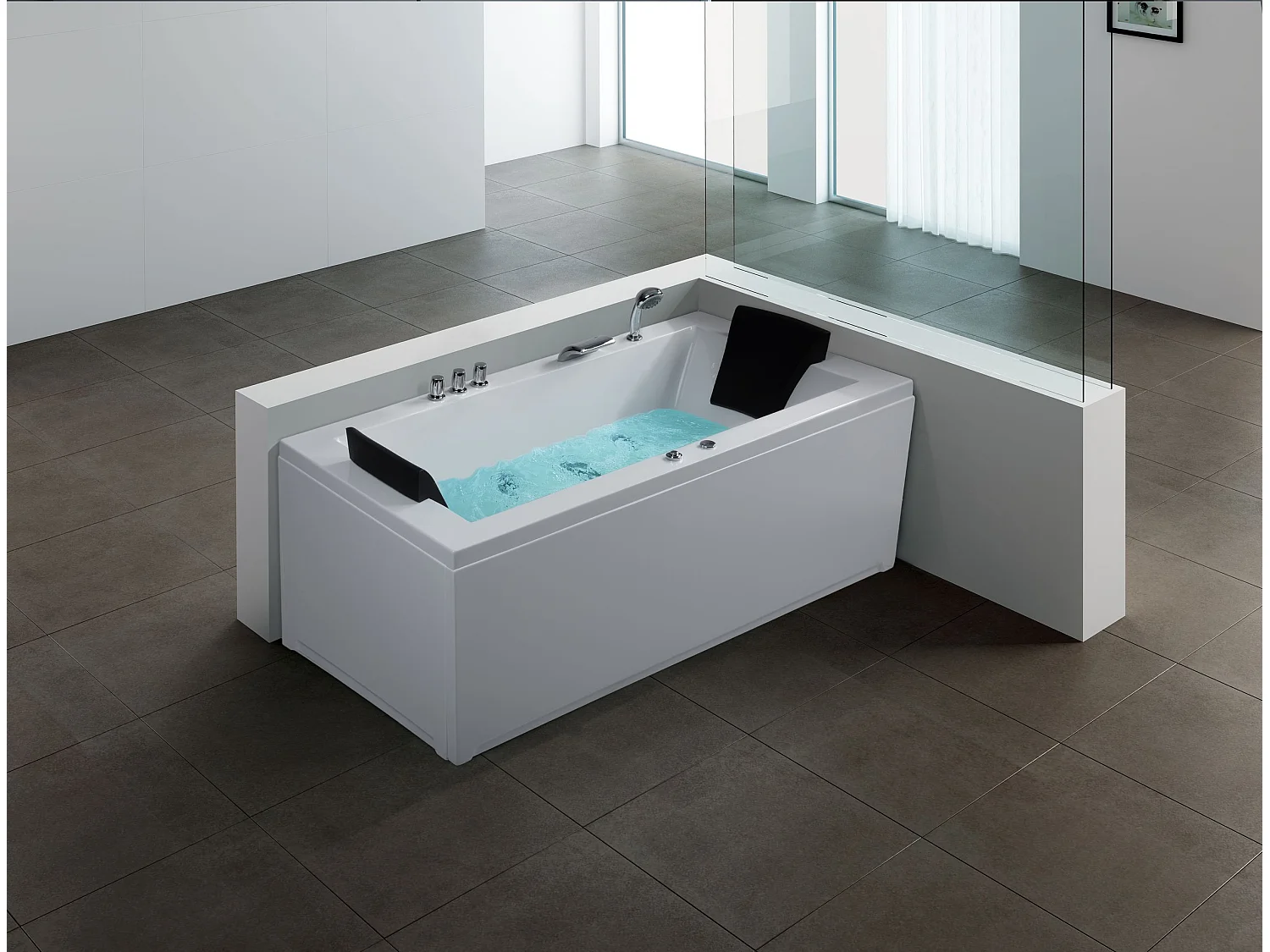 Baignoire d'angle à remous avec LED VARADERO Côté gauche 183 x 90 cm Blanc