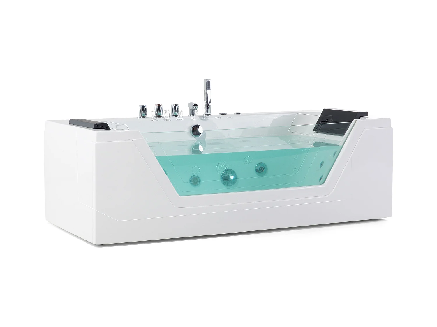 Baignoire d'angle à remous avec LED SAMANA 153 x 71 cm Blanc