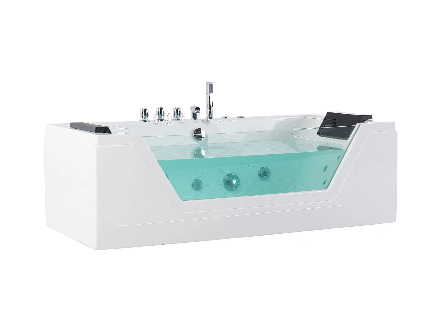 Baignoire d'angle à remous avec LED SAMANA 153 x 71 cm Blanc