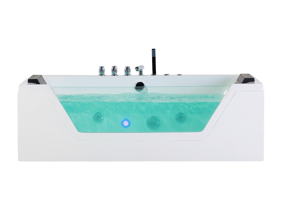vente unique Baignoire balnéo blanche 153 x 71 cm avec LED SAMANA