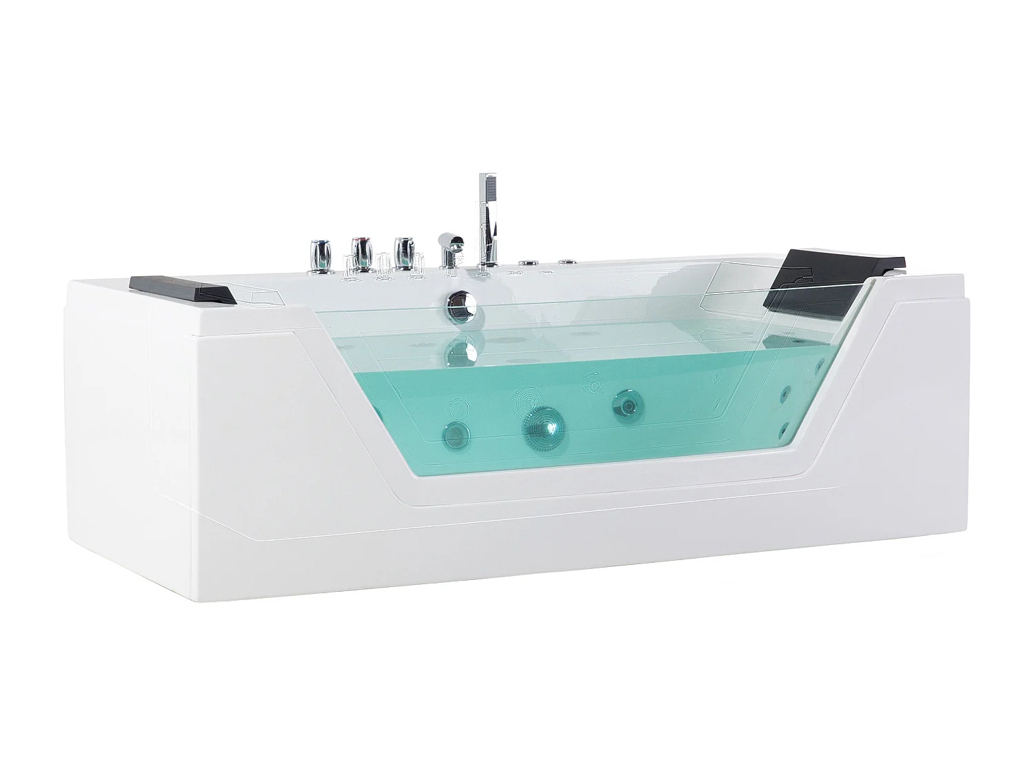 Whirlwanne Badewanne weiß rechteckig Doppelwanne mit Massage LED 150 cm Samana