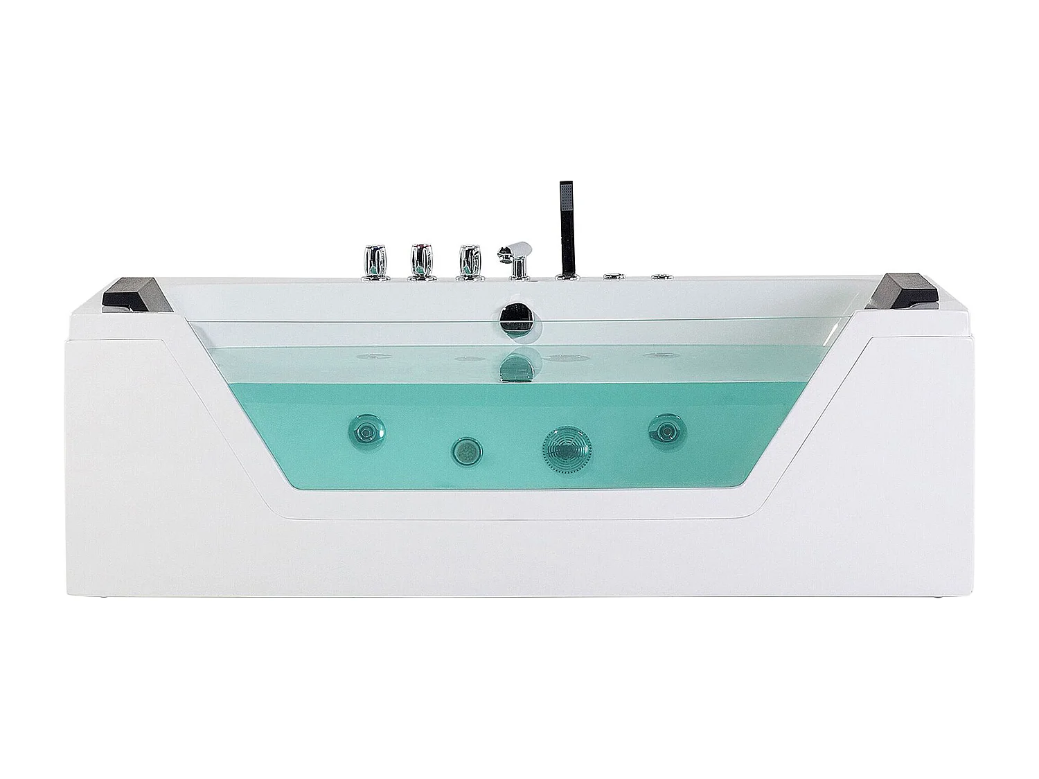 Whirlwanne Badewanne weiß rechteckig Doppelwanne mit Massage LED 150 cm Samana