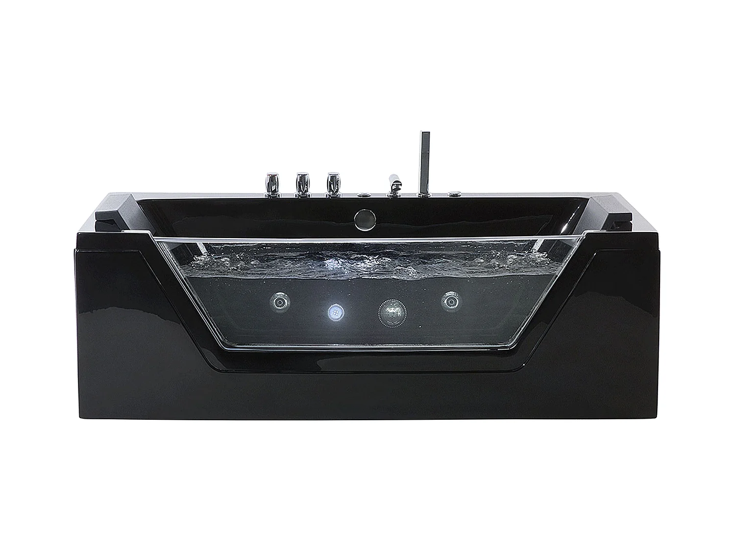 Baignoire d'angle à remous avec LED SAMANA 153 x 71 cm Noir