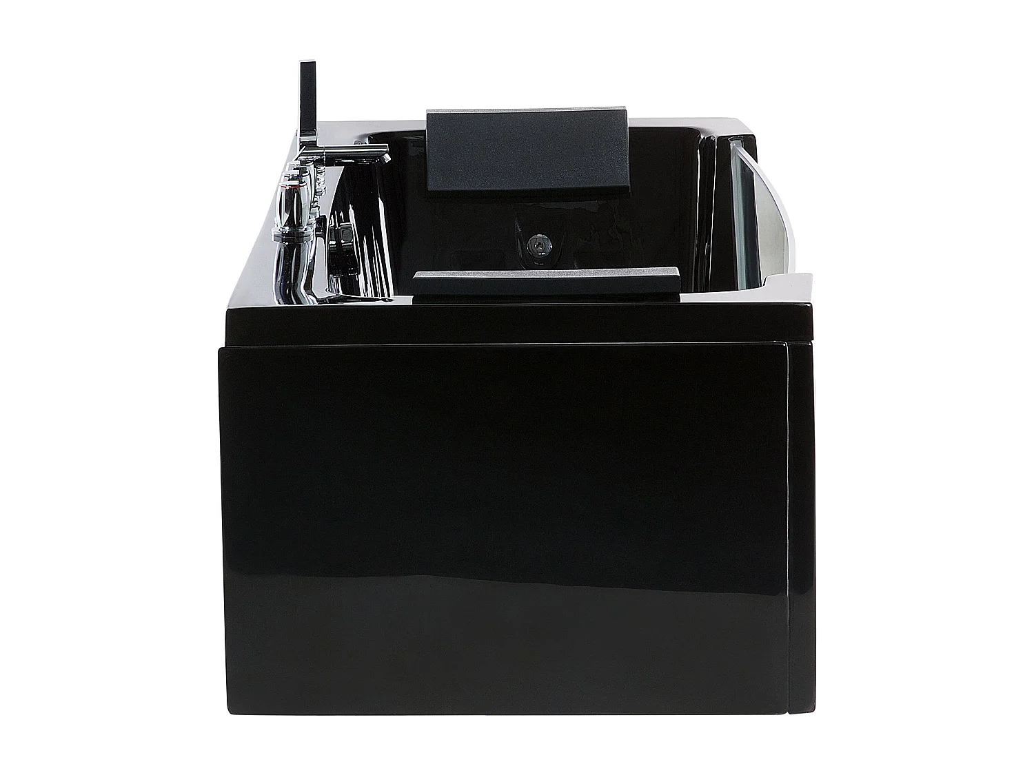 Baignoire d'angle à remous avec LED SAMANA 153 x 71 cm Noir