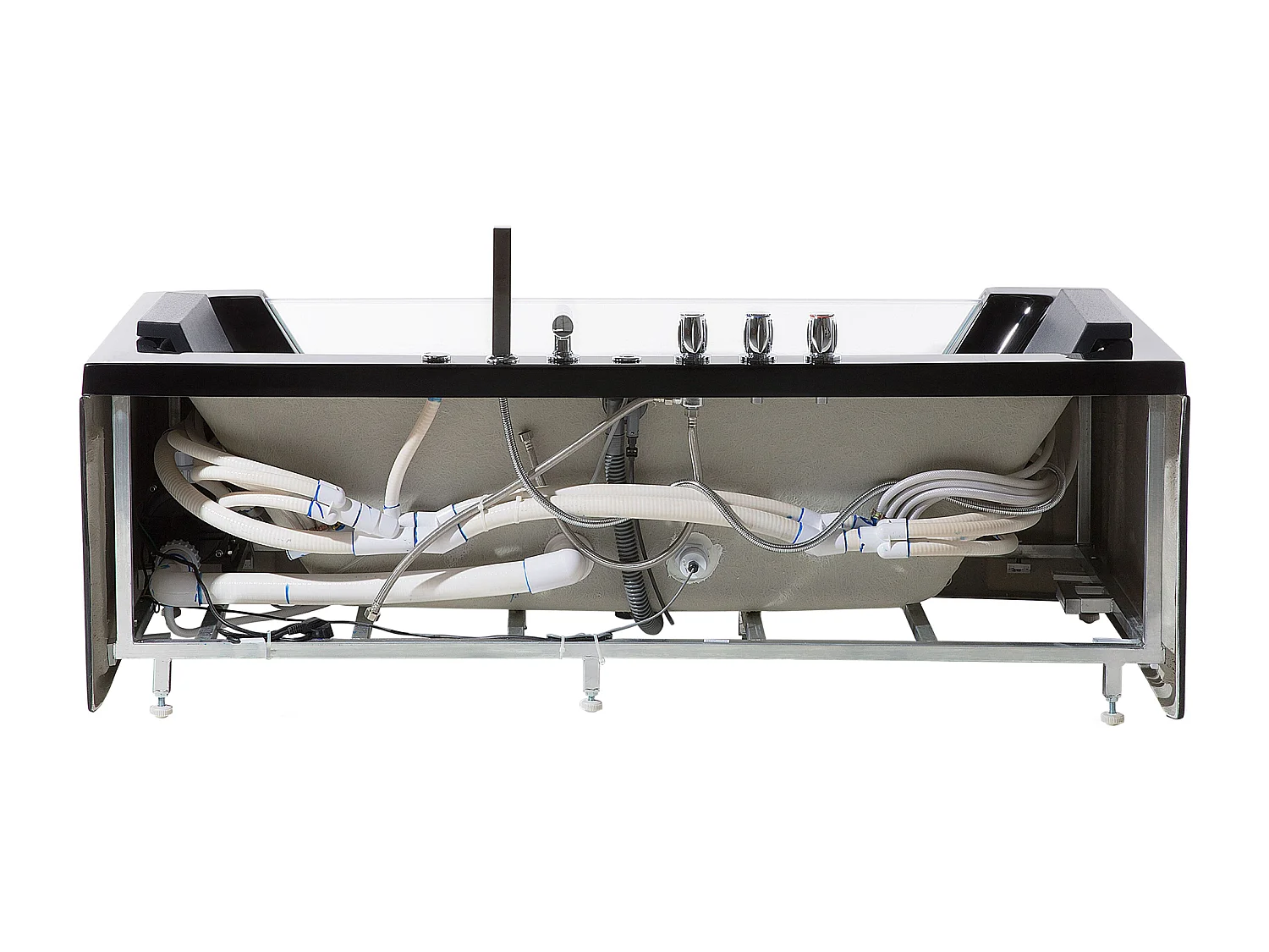 Vasca idromassaggio angolare con LED SAMANA 153 x 71 cm Nero