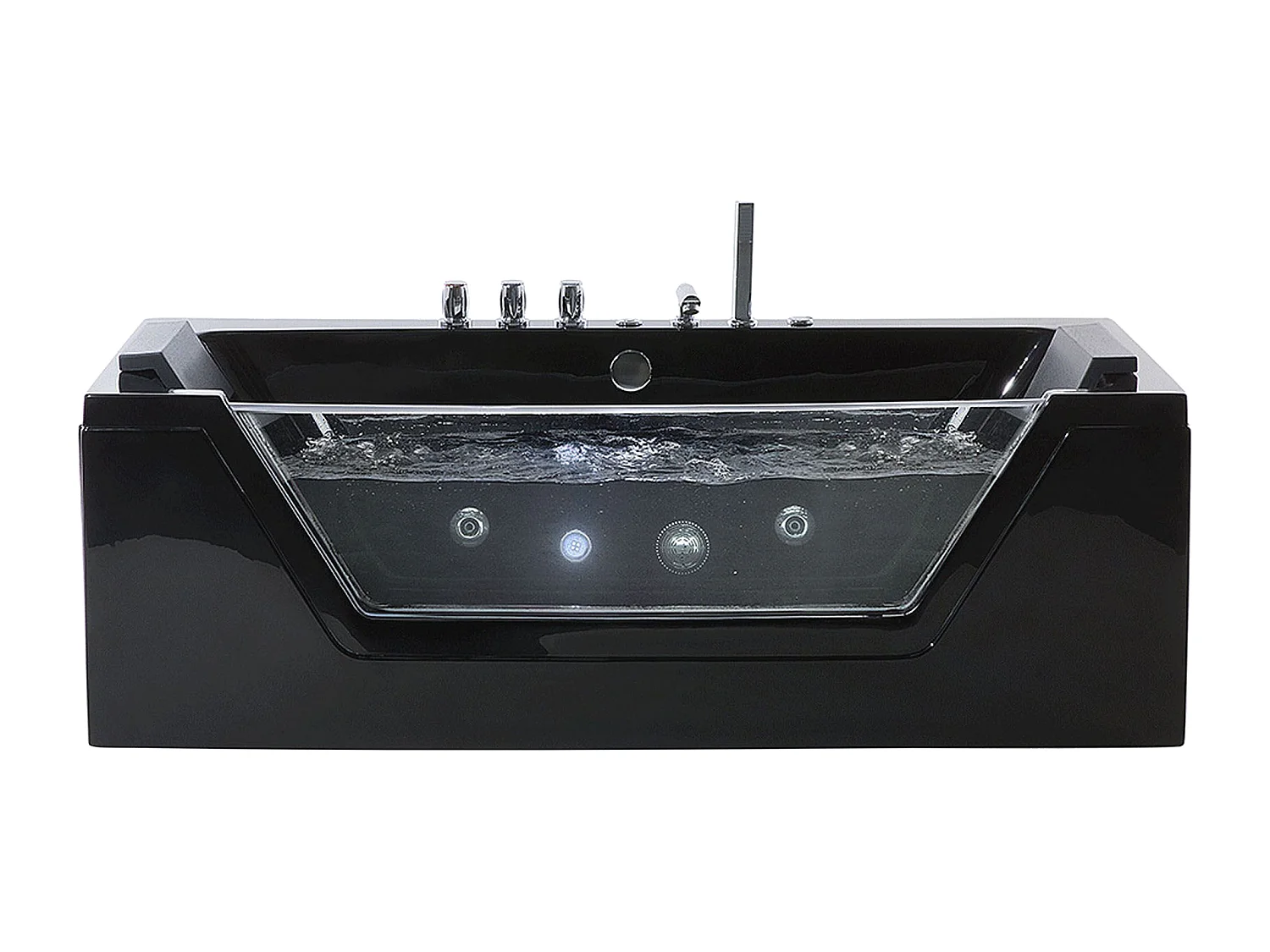 Baignoire d'angle à remous avec LED SAMANA 153 x 71 cm Noir