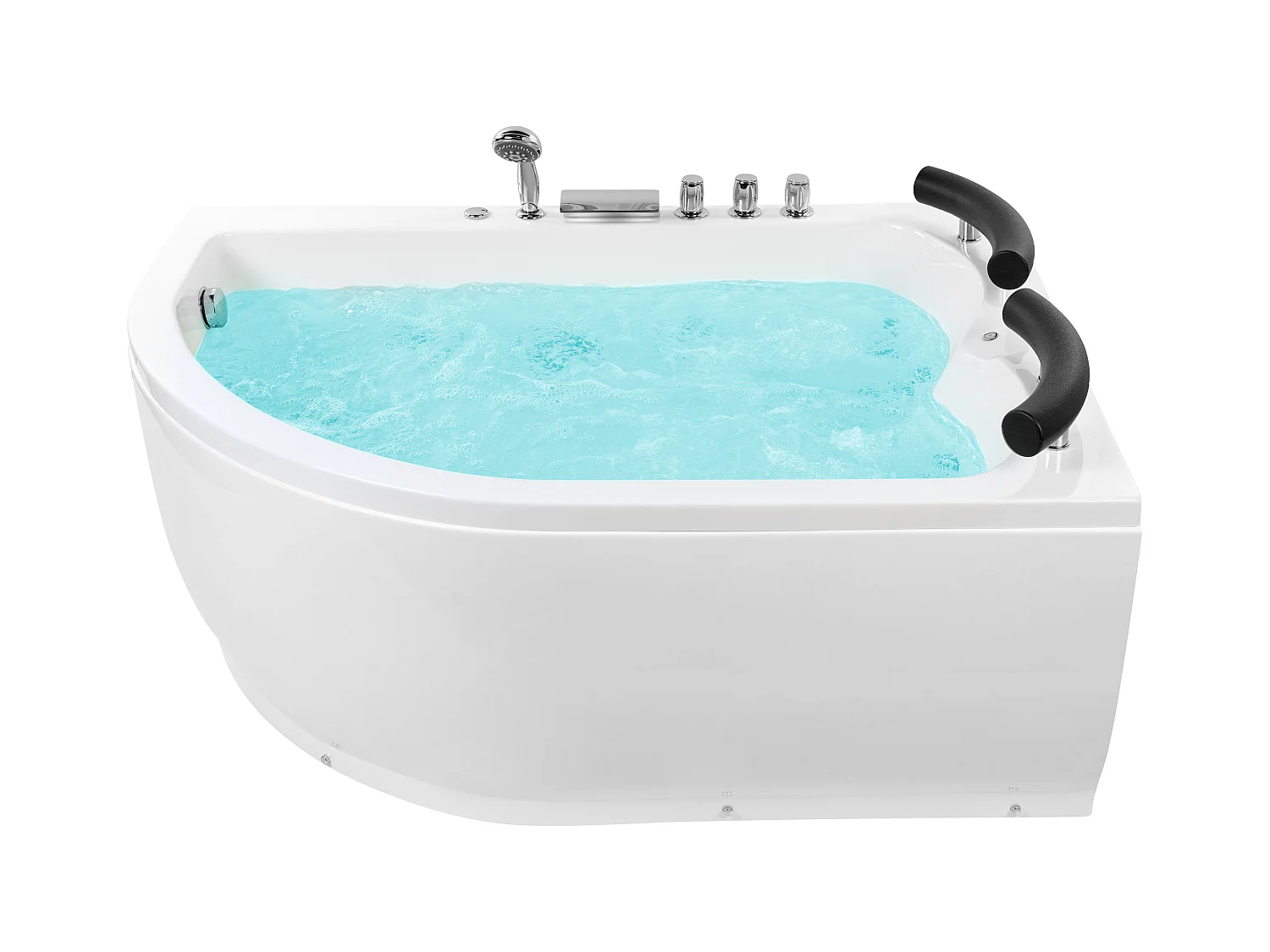 Hoek bubbelbad met LED PARADISO Linkerzijde 158 x 113 cm Wit