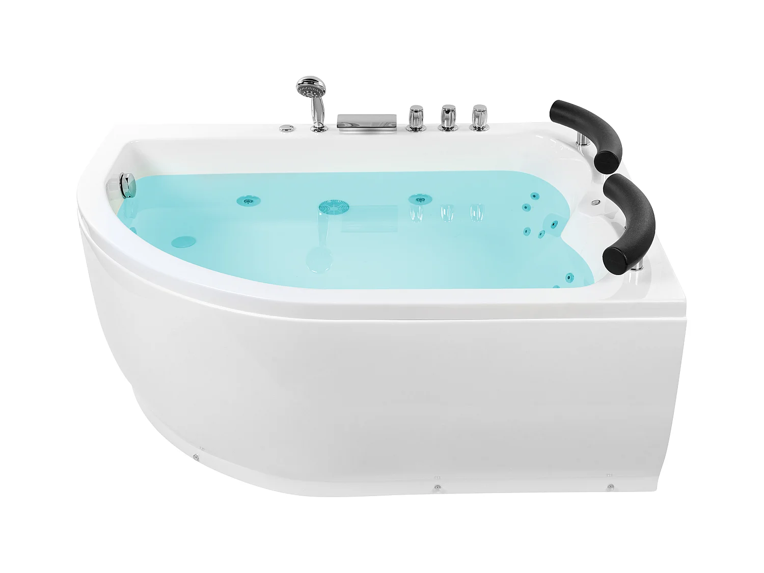 Hoek bubbelbad met LED PARADISO Linkerzijde 158 x 113 cm Wit