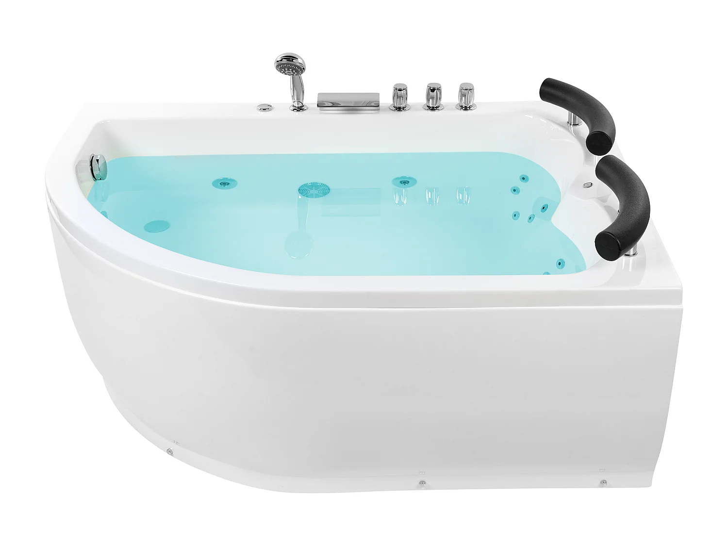 Hoek bubbelbad met LED PARADISO Linkerzijde 158 x 113 cm Wit