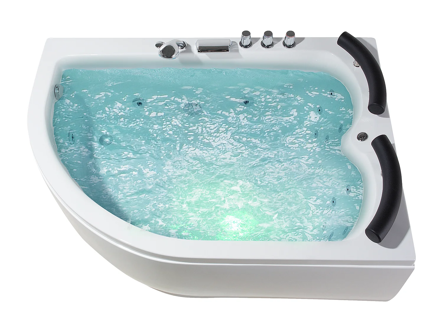 Hoek bubbelbad met LED PARADISO Linkerzijde 158 x 113 cm Wit