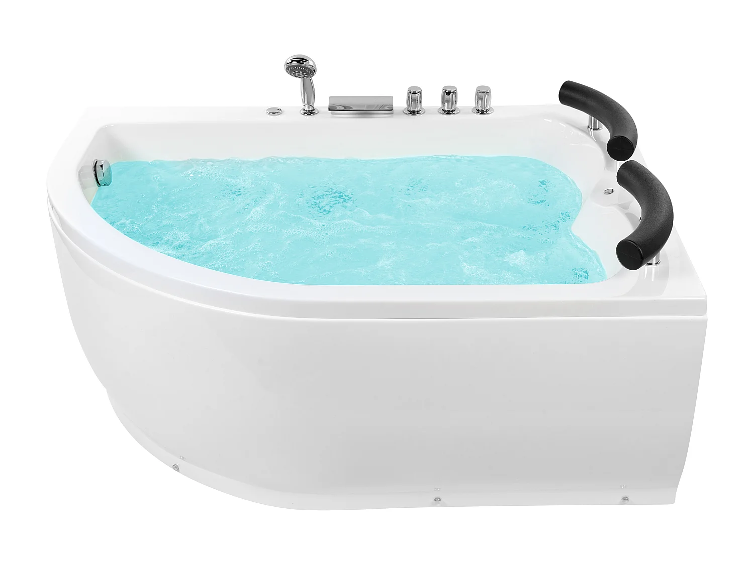 Hoek bubbelbad met LED PARADISO Linkerzijde 158 x 113 cm Wit