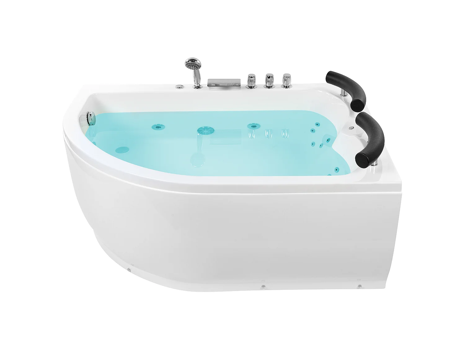 Hoek bubbelbad met LED PARADISO Linkerzijde 158 x 113 cm Wit