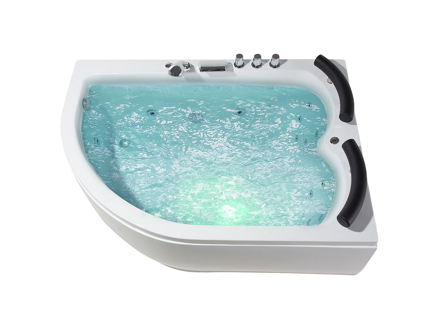 Hoek bubbelbad met LED PARADISO Linkerzijde 158 x 113 cm Wit