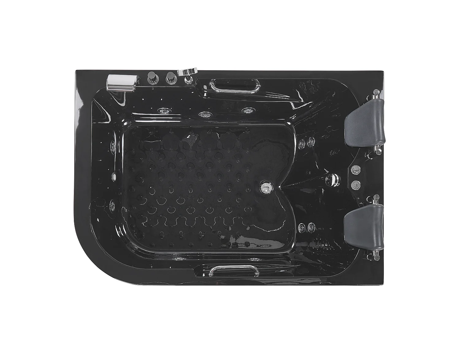 Schwarze Whirlwanne Badewanne mit LED-Beleuchtung SPA 170 x 119 cm links Bayamo