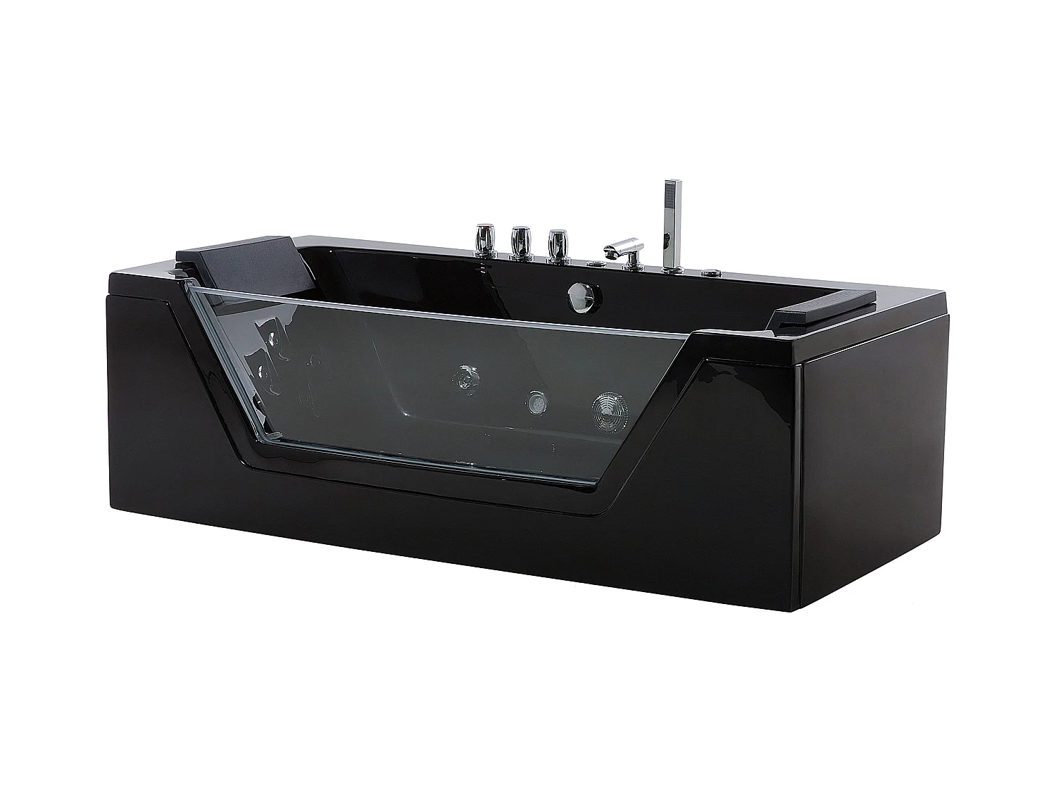 Baignoire d'angle à remous avec LED SAMANA 162 x 76 cm Noir