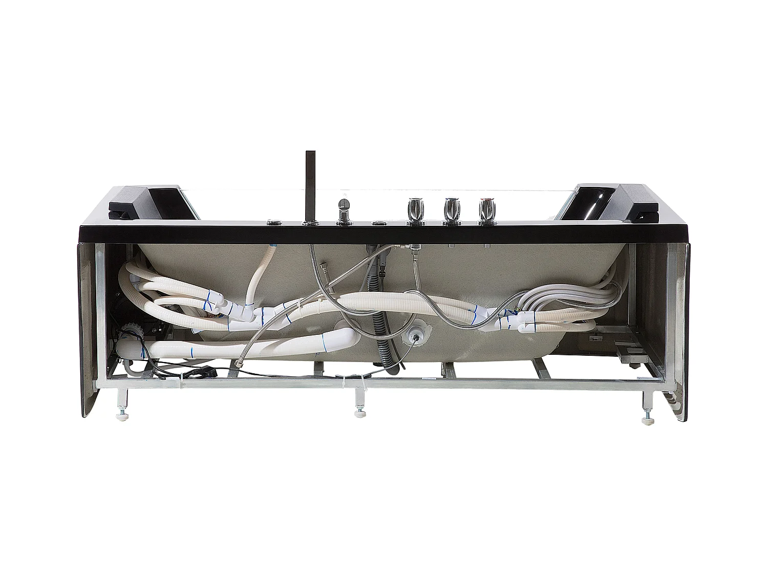 Baignoire d'angle à remous avec LED SAMANA 162 x 76 cm Noir