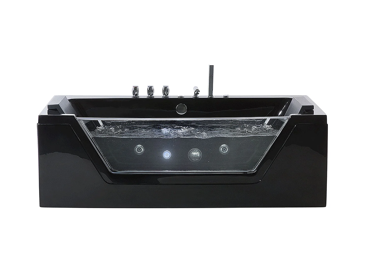 Baignoire d'angle à remous avec LED SAMANA 162 x 76 cm Noir