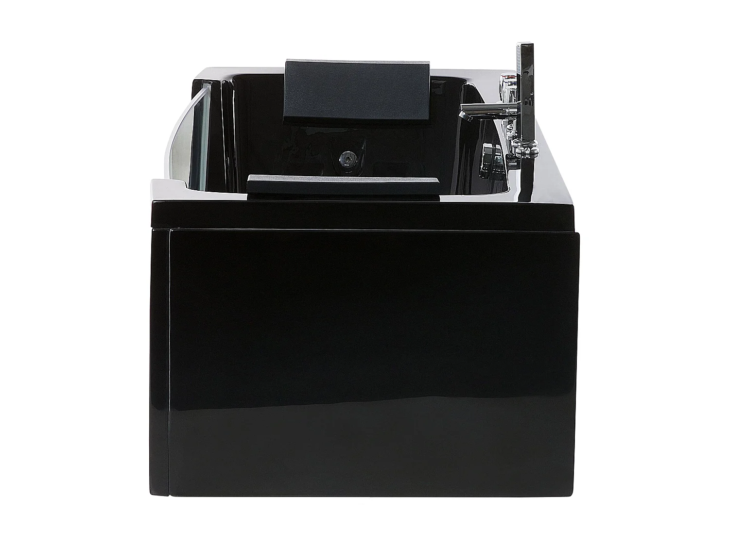 Baignoire d'angle à remous avec LED SAMANA 162 x 76 cm Noir