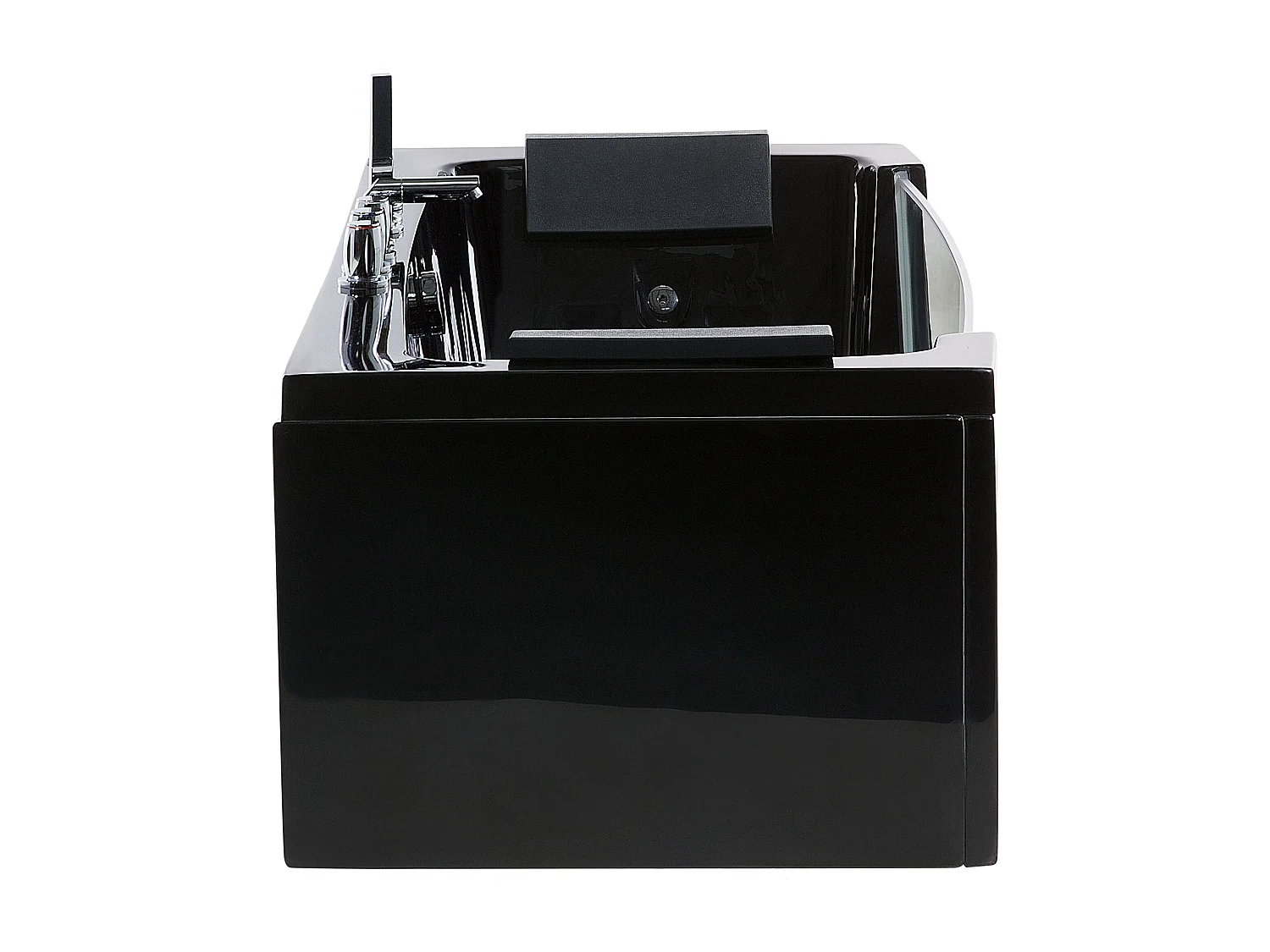 Baignoire d'angle à remous avec LED SAMANA 162 x 76 cm Noir