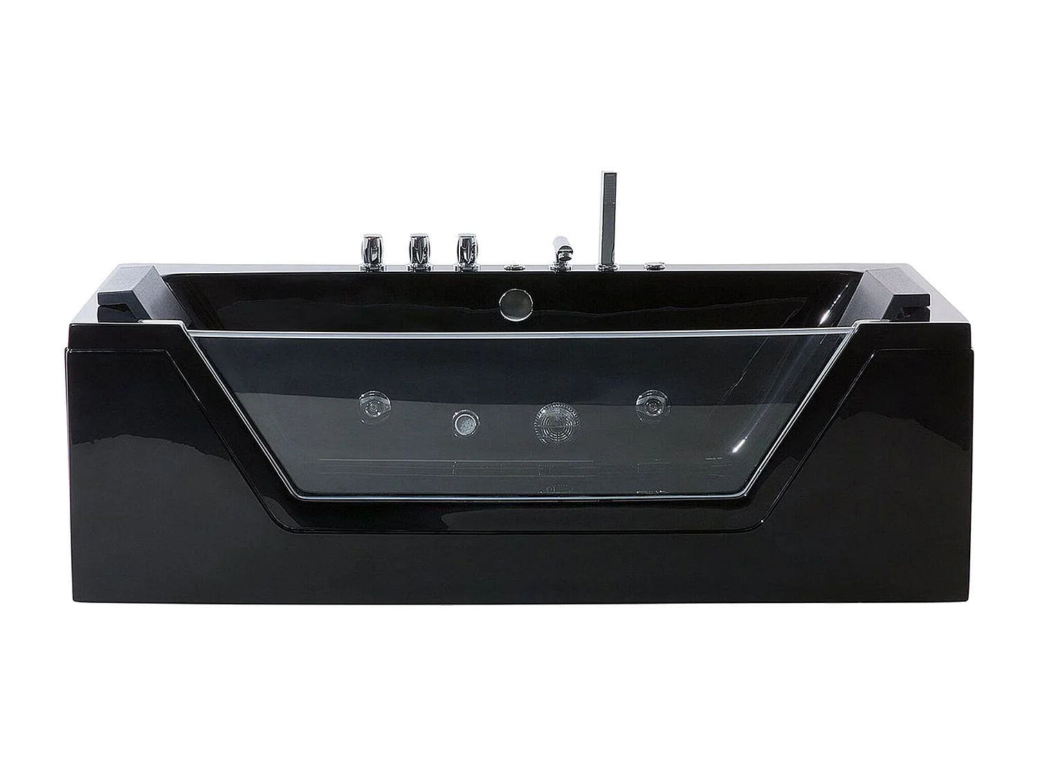Whirlwanne Badewanne schwarz rechteckig Doppelwanne mit Massage LED 160 cm Samana